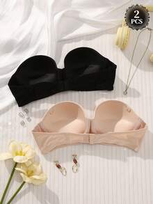 2pcs Strapless Lift & Support Bra Set For Women - Breathable, Convertible Straps, Comfortable For Vacation - 彩色 - 查看 3