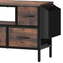 BALCONERA Living Room TV Furniture & TV Cabinet With RGB LED Lighting, 5 Foldable Drawers And Shelves - Brown - View 6