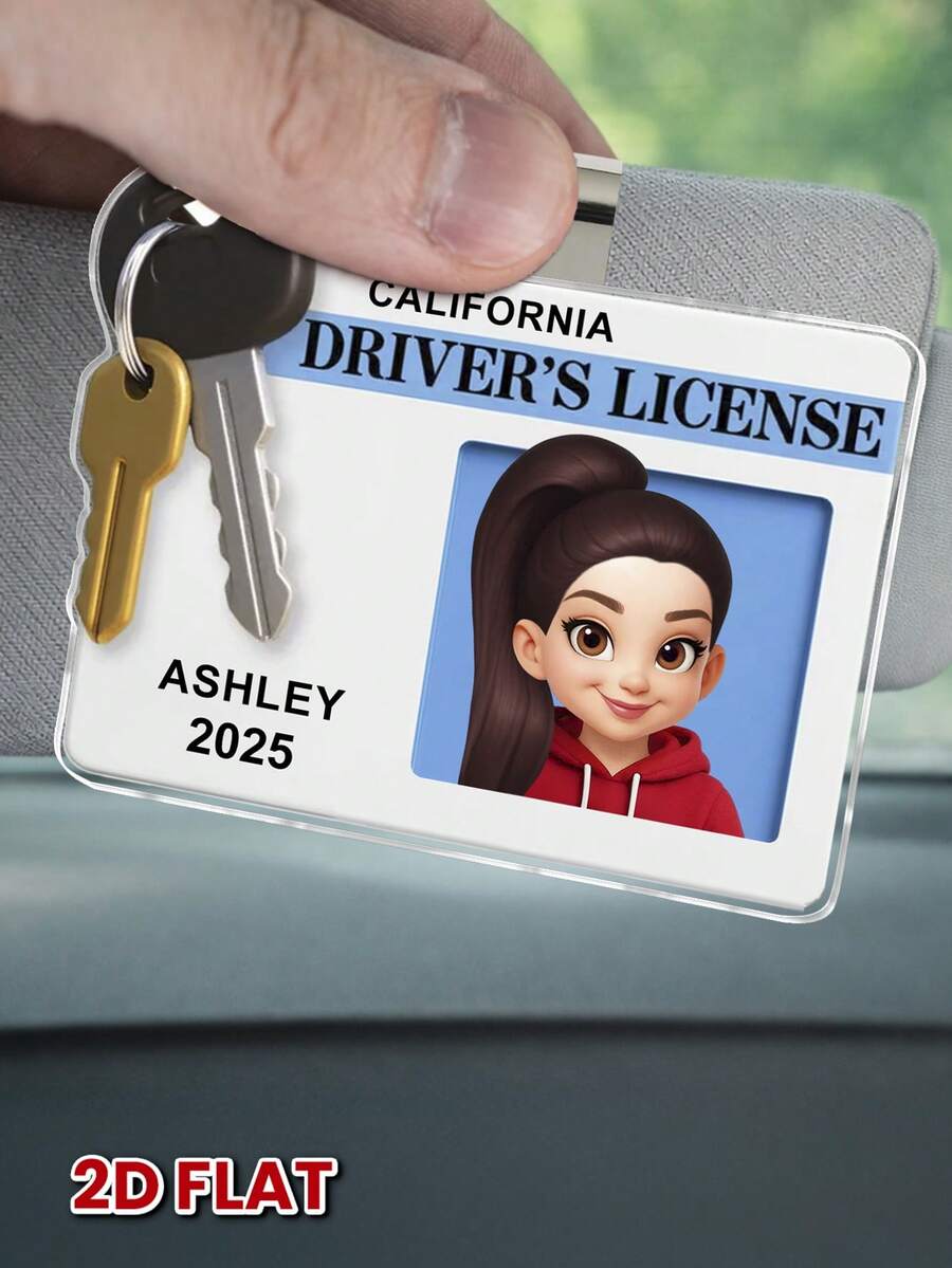 Catygift Llavero personalizado con licencia de conducir, personalizado con nombre, año, estado, llavero único personalizado, regalo para él, ella, amigo, graduación, cumpleaños