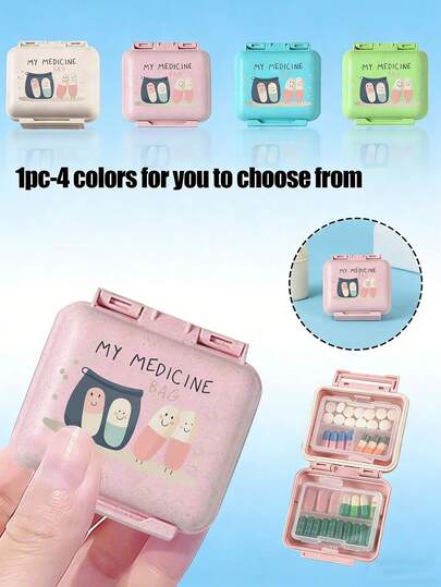 Mini 6-Grid Portable Medicine Box, Medicine Storage Box, Travel Pill Case, Printed With "My Medicine Bag" And Pills Patterns 6-Grid Small Medicine Box, Pill Packaging Sealed Storage Box, 6-Day Weekly Storage Box, First Travel Pill Storage Box, Daily Vitamin Pill Box, Pocket Medicine Box Storage Box, Charm Storage Box,Essential For Families, Essential For Travel