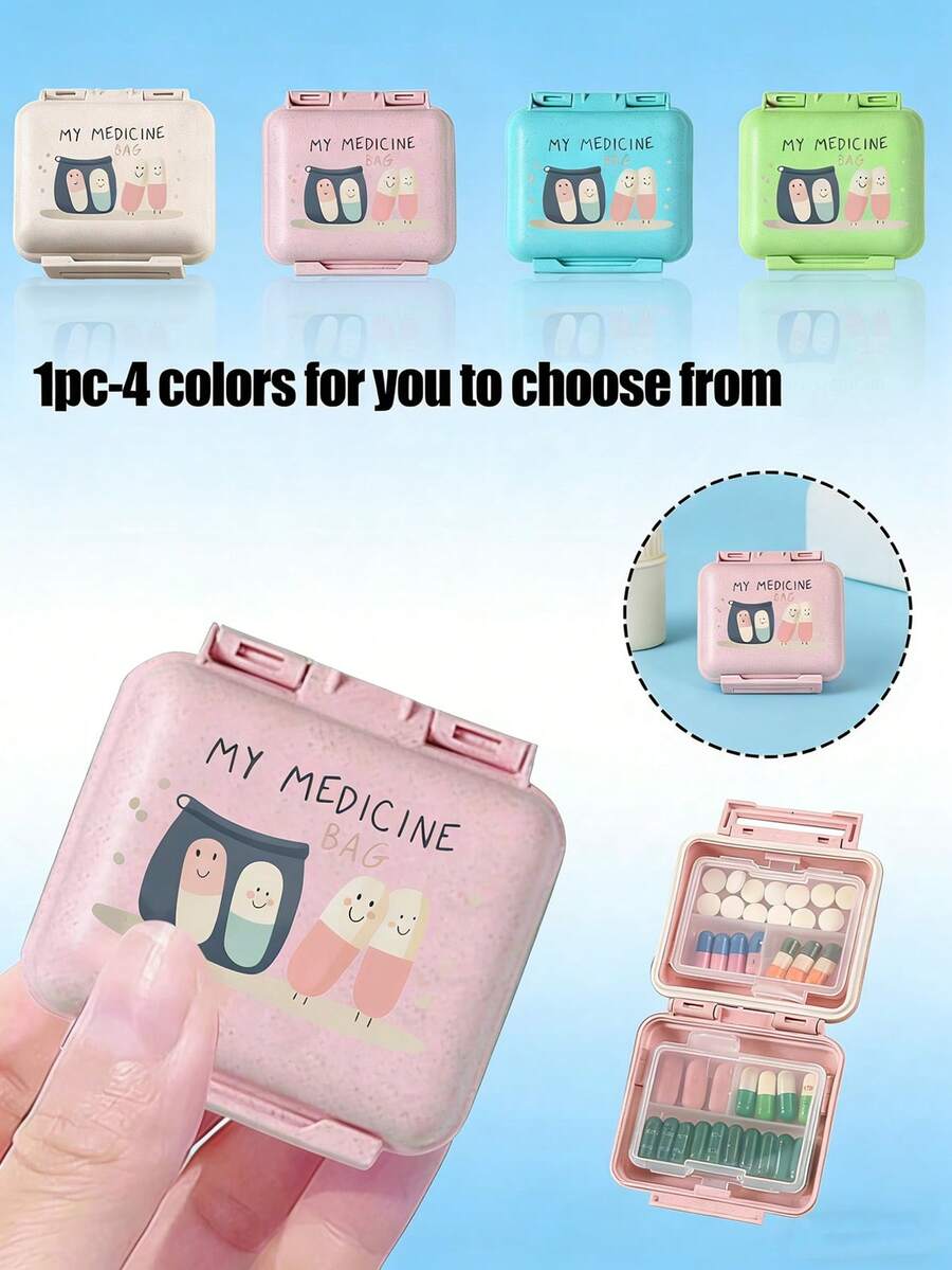 Mini 6-Fach tragbare Medikamentbox, Medikament Aufbewahrungsbox, Reise Pillenbox, Muster mit "Meine Medikamenttasche" und Pillen Mustern, 6-Fach kleine Medikamentbox, versiegelte Pillen Aufbewahrungsbox, 6-Tage Wochenaufbewahrungsbox, erste Reise Pillenaufbewahrungsbox, tägliche Vitamin Pillenbox, Taschen Medikamentbox Aufbewahrungsbox, Charm Aufbewahrungsbox, Essentiell für Familien, Essentiell für Reisen - Verschiedenfarbig - Übersicht 1