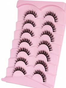 7 Pairs Cat Eye False Eyelashes, Natural & Delicate, Short Faux Mink Lashes, Suitable For Daily Wear And Office - Black - View 7