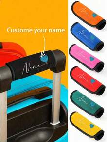 14x15cm Customizable Name Luggage Handle Cover, Personalized Luggage Handle Sleeve With Text, Customizable Luggage Cover, Orange/Red/Blue/Yellow/Pink/Black/Green, Luggage Cover, Mother's Day Gift, Easter Gift, Valentine's Day Gift, Birthday Gift - Multicolor - View 2