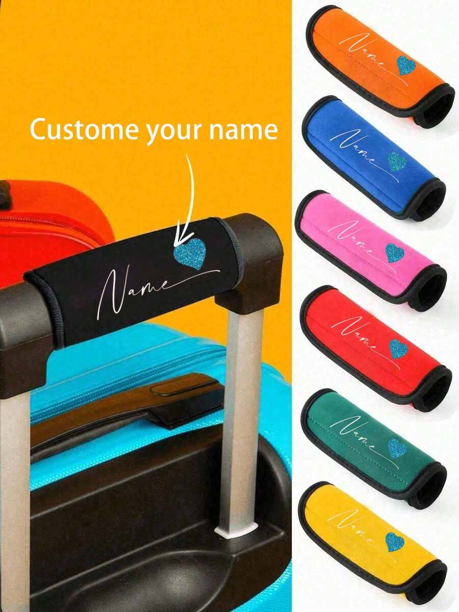 14x15cm Customizable Name Luggage Handle Cover, Personalized Luggage Handle Sleeve With Text, Customizable Luggage Cover, Orange/Red/Blue/Yellow/Pink/Black/Green, Luggage Cover, Mother's Day Gift, Easter Gift, Valentine's Day Gift, Birthday Gift