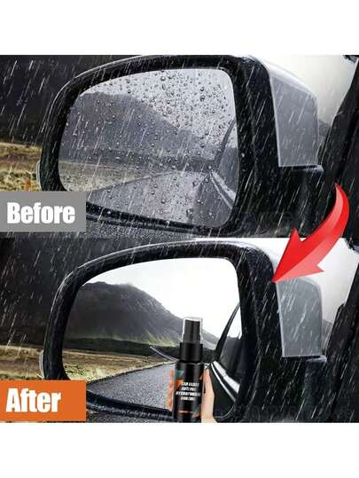 1瓶30毫升汽车玻璃防水喷雾，疏水涂层，挡风玻璃抛光套装，后视镜防紫外线防雨汽车液体喷雾，汽车玻璃防雨剂，长效防水喷雾，挡风玻璃和后视镜除雾剂