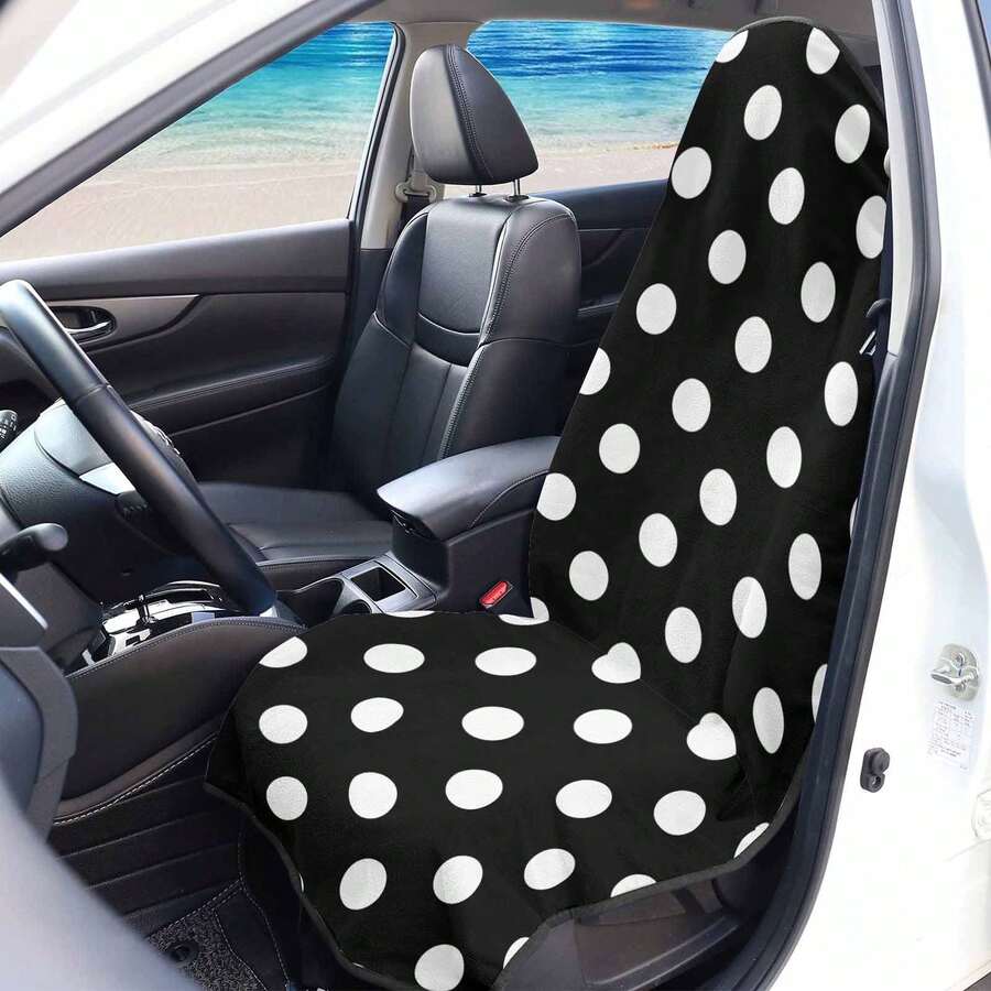 1pc Polka Dot Car Front Seat Cover, White And Black Car Seat Protector Universal Fit Most Cars Trucks SUVs, Easy Install, Durable Polyester, Machine Washable, Fit For All Vehicles, Perfect For Holiday Gift & Leisure Driving - Nhiều màu - Xem 1