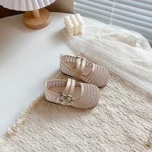 Sandalias de moda para niñas con empeine bajo tejido, zapatos transpirables tejidos para niñas pequeñas - Rosa - Ver 1