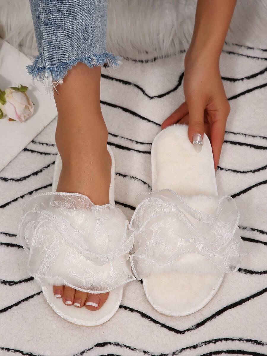 Sandalias tipo slip-on con patrón ondulado para mujer, para interior/exterior, diseño nuevo de verano, pantuflas de novia - Blanco - Ver 1