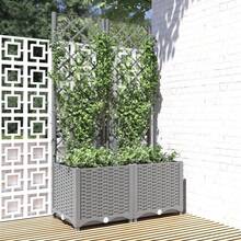 vidaXL Plant Pot With Trellis, Flower Pot, Planter Box, Flower Box, Climbing Aid, Trellis, Garden Trellis, Grey, 80x40x136cm, PP - Grey - View 1
