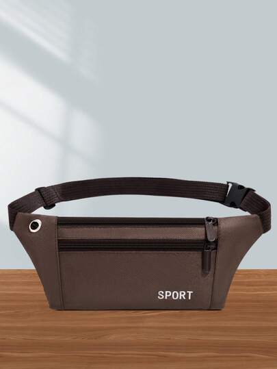 1pc Solid Color Nylon Fabric Zipper Closure Fashionable Casual Waist Bag For Men, Suitable For Daily Commute, Work, Business, Walking, Cycling