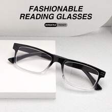 10pcs Classic Square Reading Glasses, Black Frame With Gradient Transparent Colors, Comfortable Ultra-Light Frames, Affordable For Daily Reading - 2 Black + 2 Black and White + 2 Red + 2 Blue + 2 Purple - View 5