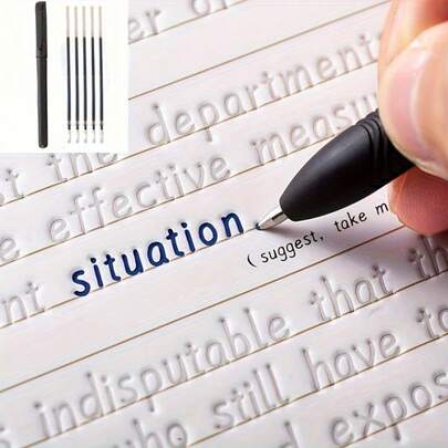 Libro de práctica de caligrafía con ranuras 3D, cuaderno de ejercicios de escritura reutilizable para practicar vocabulario y alfabeto en inglés