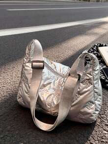 Bolso bandolera de mujer con patrón de rombos metálicos - Diseño de burbujas con relieve de mariposa, correa ajustable - Multicolor - Ver 1