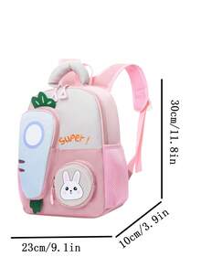 新款卡通动物轻便防水背包，适合幼儿园女童，防疲劳儿童书包，3-14岁 - 粉色 - 查看 5