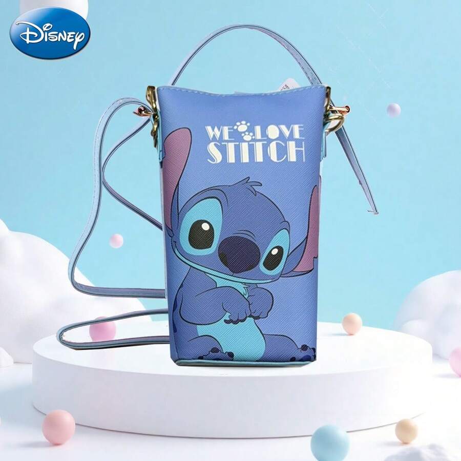 Disney 1Pc Officially Licensed Stitch Purses Sling Handbags Travel Wallets And Coin Purses Crossbody Bag Cylinder Purse Cute Small Storage Pouch Mini Shoulder Bag Small Round Bag For Phone And Keys - Multicolor - View 1