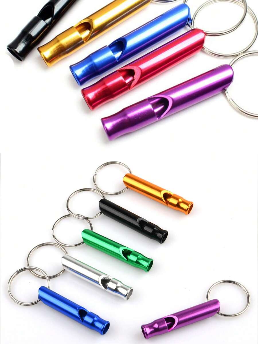1/5pcs Cat/Dog Training Whistle, Outdoor Camping Survival Whistle Keychain, Metal Travel Rescue Training Referee Whistle, High Frequency - Multicolor - View 1