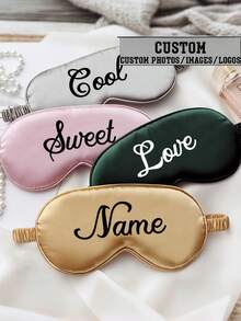 1 pieza Antifaz personalizado para dormir - Antifaz de sueño personalizable con nombre personalizable, antifaz personalizable, antifaz de viaje personalizado, antifaz de novia personalizable, esencial de viaje, regalo de boda, recuerdo de fiesta, regalo para recién casados, regalo del Día de San Valentín - Multicolor - Ver 2