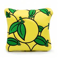 1pc Orange Pattern Creative Design Golf Mallet Putter Cover, Exquisite Embroidered Citrus Pattern, Soft Velvet Interior Golf Club Head Cover - Multicolor - View 1