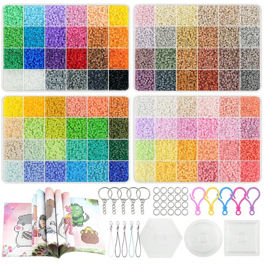 Bộ 38.400 hạt nhựa nhỏ 2.6mm, hạt nhựa 3D pixel, bộ dụng cụ tự làm thủ công bằng hạt nhựa kèm bảng ghim, móc khóa và hướng dẫn sử dụng, thích hợp cho các dự án nghệ thuật sáng tạo và trang trí nhà cửa. - Hạt cầu chì 2,6mm - Xem 1