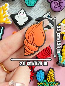 22 PCS Underwater Creature Series, Summer Beach Theme Shoe Decor Set, Featuring Sea Turtles And Coconut Trees. Includes Designs Such As Crabs, Sea Turtles And Sea Stars, For Decorating Shoes. It Is The Perfect Choice For Beach-Themed Gifts. Summer Vacation PVC Shoe Decorations, Cool Summer Party Accessories For Gift Giving, Imaginative DIY Shoe Decorations, Suitable For Summer Parties And Birthday Gifts. Perfect Gifts For Birthdays, Christmas, Valentine's Day, And Halloween. - Pink - View 5