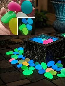 1/6/12/20/30/40pcs Glow-In-The-Dark Large Pebbles (Random Color), 4.5cm/1.77in, Suitable For Garden Landscape, Track Decoration, Aquarium Starry Sky Decor, Absorbs Sunlight Or Light To Glow In The Dark, Can Be Used For DIY Romantic Scenes, No Electricity Required - A - View 9