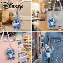 1 mặt dây chuyền hình búp bê nhồi bông Lilo & Stitch của Disney, phụ kiện trang trí ba lô, đồ trang trí búp bê nhồi bông, phụ kiện túi xách, đồ trang trí xe hơi, quà tặng ngày lễ - Màu xanh lam - Xem 4