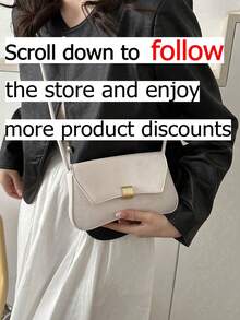 新款时尚女士腋下包，针织包，个性化金属扣装饰设计，单肩包，纯色高端PU斜挎包，女士钱包，适合购物、通勤和旅行 - 白色 - 查看 2