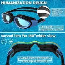 Adult Anti-Fog Swim Goggles Wide & Secure Fit - Blue & Black/Polarized  Lens - View 5