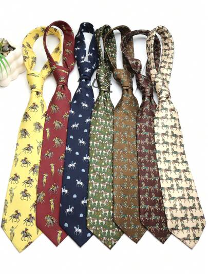 1 قطعة ربطة عنق واسعة بطبعة الحصان، مناسبة للشارع والاستخدام اليومي والحفلات والهدايا