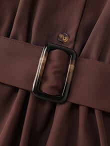 Women's Sleeveless A-Line Mini Dress, Spaghetti Strap Beach Dress, Cute Bohemian Retro Button A-Line Mini Dress Summer - Brown - View 6