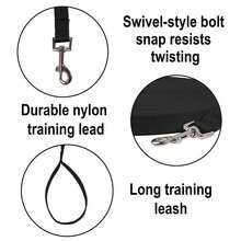 3/5/10/15/20/30m 1pc Nylon Pet Leash, Dog Walking Lead, Durable Pet Traction Rope - Black - View 4