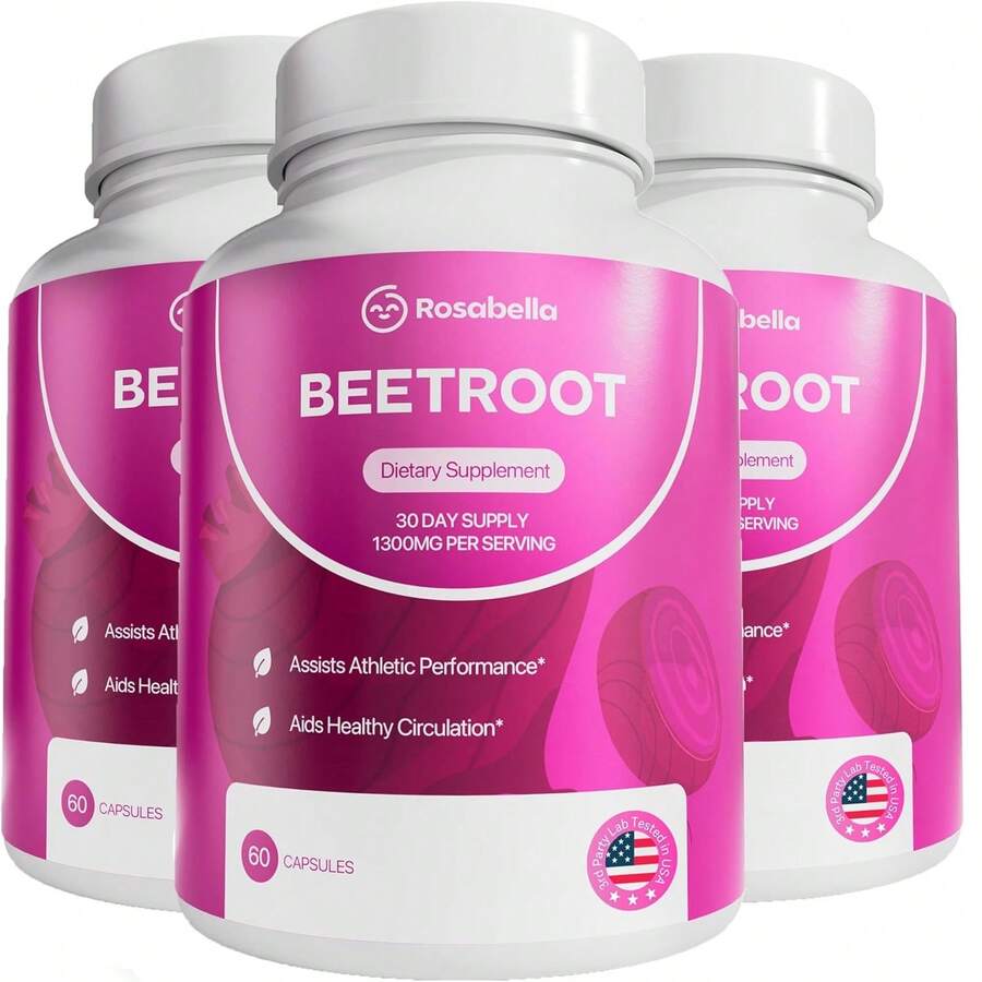 Rosabella Organic Beet Root Capsules - 1300mg Beet Root Powder Aids Healthy Circulation & Vitality, Non-GMO, Beet Root Supplement - 60 Capsules, 30-Day Supply Vitamins Supplements Chlorophyll Creatina Monohidratada Vitamins Probiotics For Women Protein Powder Quick Ship Items  Creatina Colageno - 60粒膠囊 - 查看 1