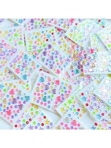 Rhinestone Stickers, Self-Adhesive Rhinestone Crafts, Acrylic Pearl Heart-Shaped Stickers, Self-Adhesive Rhinestone Craft, Various Shapes Of Rhinestone Stickers, Acrylic Rhinestone, Valentine's Day Stickers, Face Gems, Glitter DIY Cosmetics, Music Festival Crafts, Etc. Sparkling Rhinestones For DIY Crafts - Multicolor - View 3