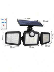 2pcs 74 LED Outdoor Solar Motion Sensing Light, Solar Floodlight Motion Detection Spotlight, Suitable For Garage Entrance Terrace, IP44 Waterproof Halloween, Christmas, Thanksgiving Gift, 800mAh - đen - Xem 10