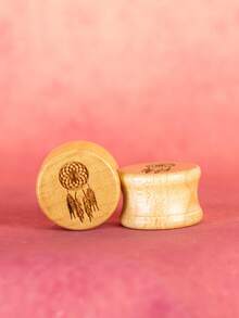 1对时尚波西米亚复古摇滚风天然木雕耳扩，男女通用，适合日常佩戴、派对、送礼 - 捕梦网耳塞 - Ear gauge - 查看 5