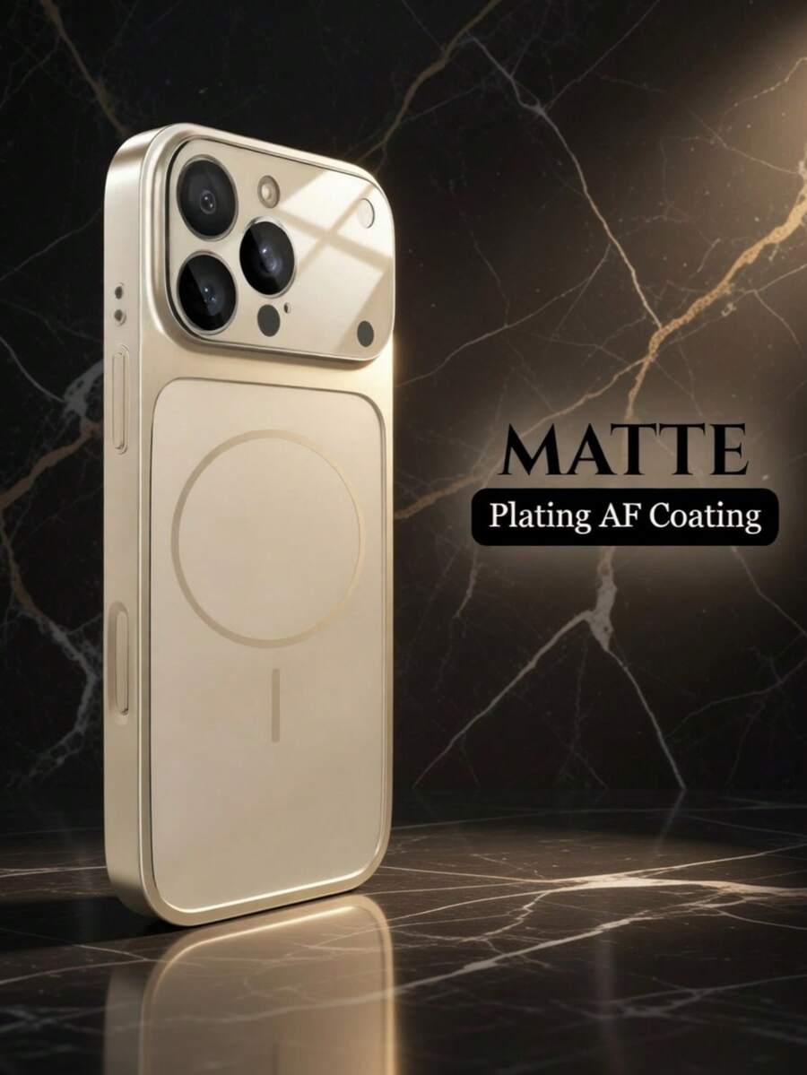 1pc Hadaasi Gold Upgraded Version: Original Large Window Magnetic Protective Case, Compatible With IPhone 17/16/15/14/13 Air/17 Pro Max - Supports Wireless Charging, Matte Texture