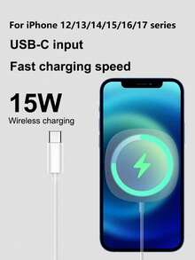 15W USB-C 無線充電器 適用於 iPhone 12/13/14/15/16/17 系列 - 白色 - 查看 6