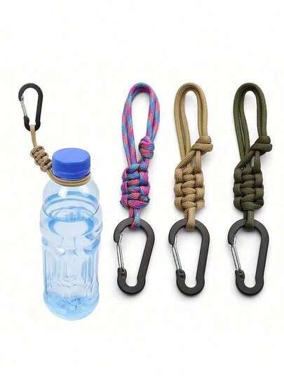 1pc Adjustable Handmade Woven Cup Holder With Keychain, Cup Accessories, Water Bottle Accessories, Multifunctional Cup Clip, Adjustable Mountaineering Carabiner, Anti-Lost Wrist Keychain Strap, Adjustable Multifunctional Handmade Woven Cup Holder With Keychain - Durable Outdoor Accessory, Suitable For Hiking, Camping And Travel - Hanging Design, Can Hang Water Cups, Hats And Keys - Available In Multiple Colors, Camping Gear, Hiking Essential, Fashion Accessory, Sturdy Structure, Includes Keychain Rope, Carabiner, Keychain Hook, Backpack Travel Accessory
