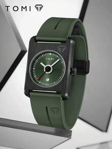 TOMI Men's Square Quartz Watch With Small Seconds Dial, Multi-Color Silicone Strap, Minimalist Fashion Style, Suitable For Daily Commute And Various Holiday Gifts - one-size - View 5