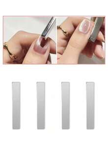 1pc Extra Long Magnetic Cat Eye Nail Art Pen, Can Extend And Thicken Nails, Strong Odorless Gel Tool, Essential For DIY Nail Art Design - Silver - View 4