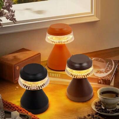 1pc Modern USB Rechargeable Mushroom Lamp - With Crystal Lampshade, 3-Color Dimmable LED Night Light With Touch Control, Suitable For Bedroom, Bedside, Office And Living Room Decor - Perfect Gift For Women, Kids, Halloween, Easter, Valentine's Day, Birthday, Christmas