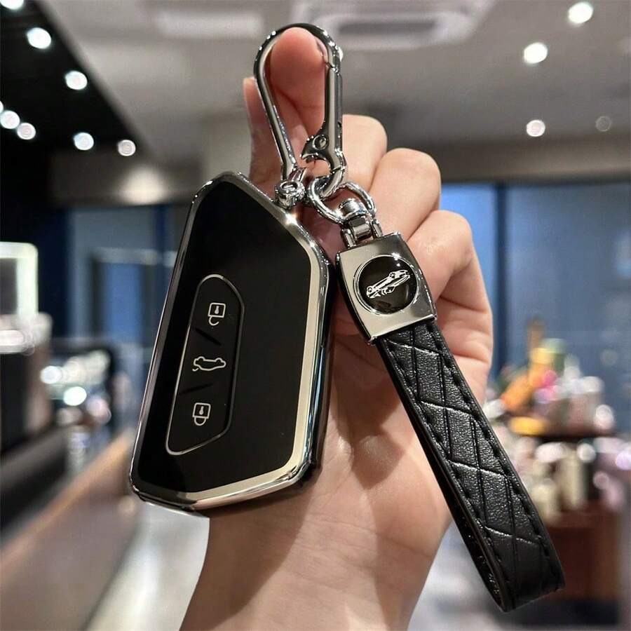 Keyring Case Compatible With Golf 8 ID4, Seat Leon 4, Octavia, Soft TPU Key Shell Protective Case, Keyring Christmas Gift - Multicolor - View 1