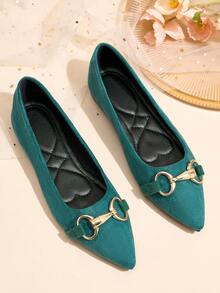 Limited Edition Vintage French Pointed Toe Mary Jane Flats, Mint Blue, Elegant Versatile, Soft Sole, Fashionable Yet Comfortable For All-Day Wear In Summer. New, Popular, Minimalist, Slip-On Design With Instep Buckle. Ideal Gift For Valentine's Day, Mother's Day, Weddings, Parties, Office Wear (Size Runs Small, Shoes Are Narrow, Suggest Ordering One Size Up) - 薄荷藍 - 查看 15