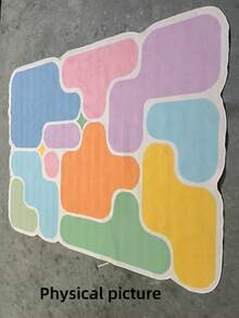 1pc Asymmetrical Geometric Macaron Color Block Rug, Fresh Childlike Modern Style Rug, Faux Wool Material, Decorative Carpet For Living Room, Bedroom, Small Rug, Washable Indoor/Outdoor Rug - Multicolor - View 7