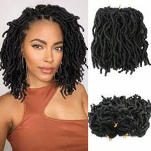 Set Of 3 Packs 8 Inch Short Faux Locs Crochet Hair Synthetic Dreadlock Crochet Hair Designed For Everyday Use Distressed Butterfly Locs For Women, Pre-Looped & Easy To Install Very Suitable For Daily Use As Well As Parties. - Multicolor - View 1