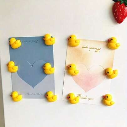 12个/6个/3个卡通鸭子冰箱贴，适用于厨房、办公室、储物柜、洗碗机，个性化母亲节礼物，可爱冰箱贴