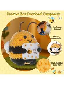 1件迷你蜜蜂钩针动物返校生日礼物，送给女性、女儿、朋友、年轻女孩的手工钩针蜜蜂圣诞礼物。 - 彩色 - 查看 3