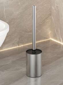 1 Set Stainless Steel Round Toilet Brush With Cover, Short Body Bathroom Crevice Cleaning Brush Set - Round and Short - View 12