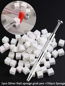Bộ 50/100 miếng mút xốp vuông dùng cho móng tay, bao gồm bút kẹp móng bằng thép không gỉ màu bạc/vàng, cọ vẽ móng gradient, mút xốp gel vẽ móng gradient, bút gắp móng, bút gắp móng màu bạc, dụng cụ tự làm móng tại nhà. - Nhiều màu - Xem 13