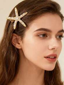 Vintage Faux Pearl Decor Starfish Shaped Hair Clip Stylish Hair Bun Maker Accessory, Suitable For Women And Girls For Daily Wear, Head Accessories, Hair Accessories For Women, Claw Clips - 彩色 - 查看 9
